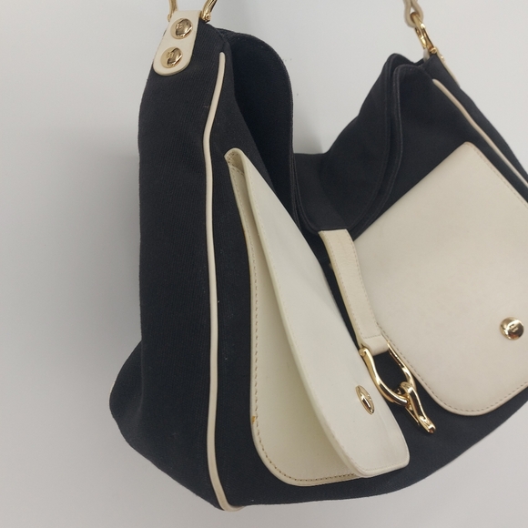 kate spade Black Canvas and White Leather Shoulder Bag - Picture 4 of 11